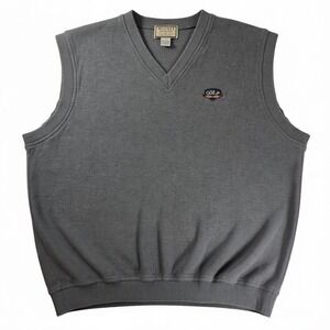 Specialty Collection Mens Gray V Neck Golf Sweater Vest Size L 100% Cotton